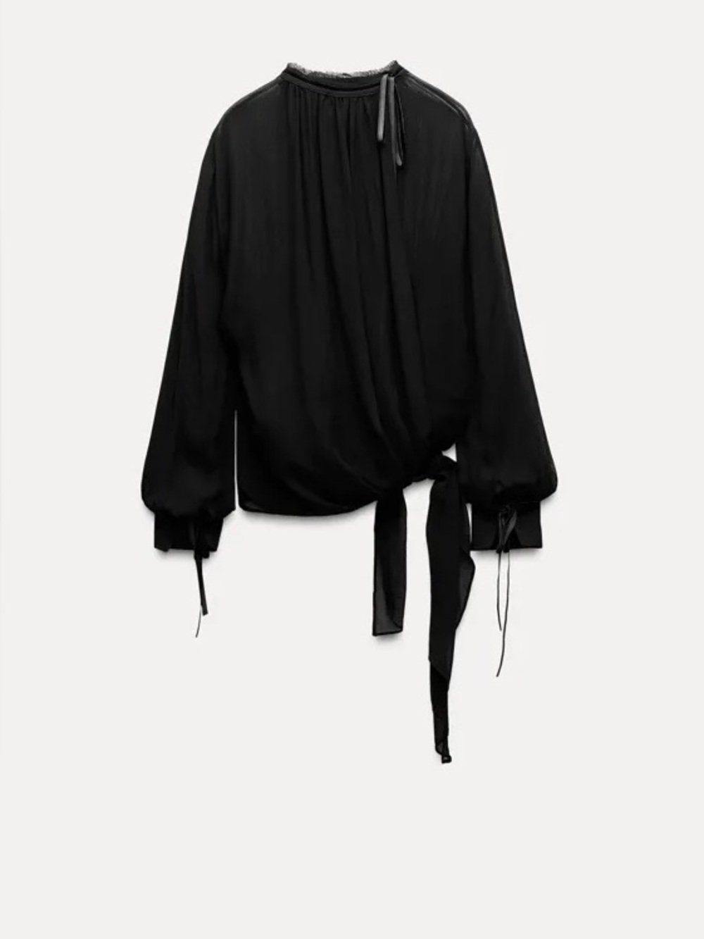 ZARA Sheer Black Chiffon Multi-position Blouse. S - Picture 6 of 16